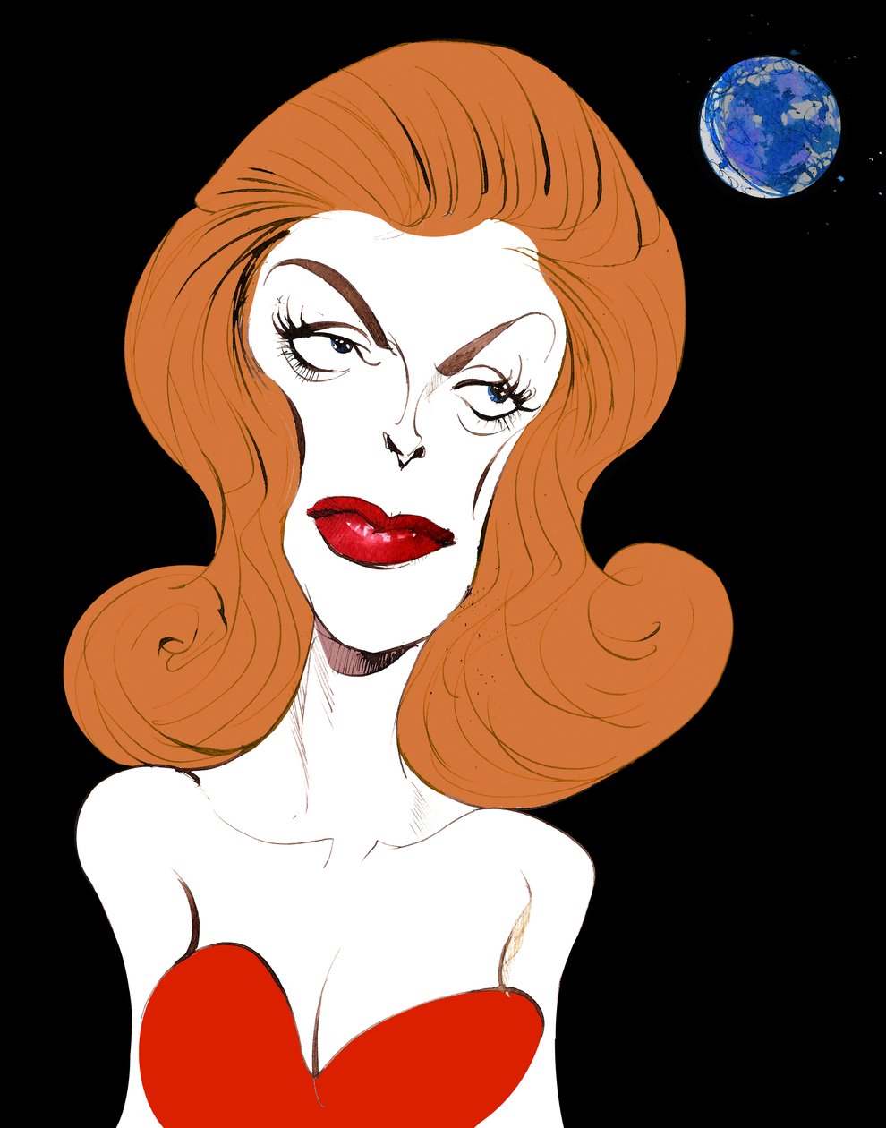 جولي لندن مغنية وممثلة أمريكية (1926-2000) ؛ كاريكاتير ملون ، 2015 بواسطة نيل أوزبورن