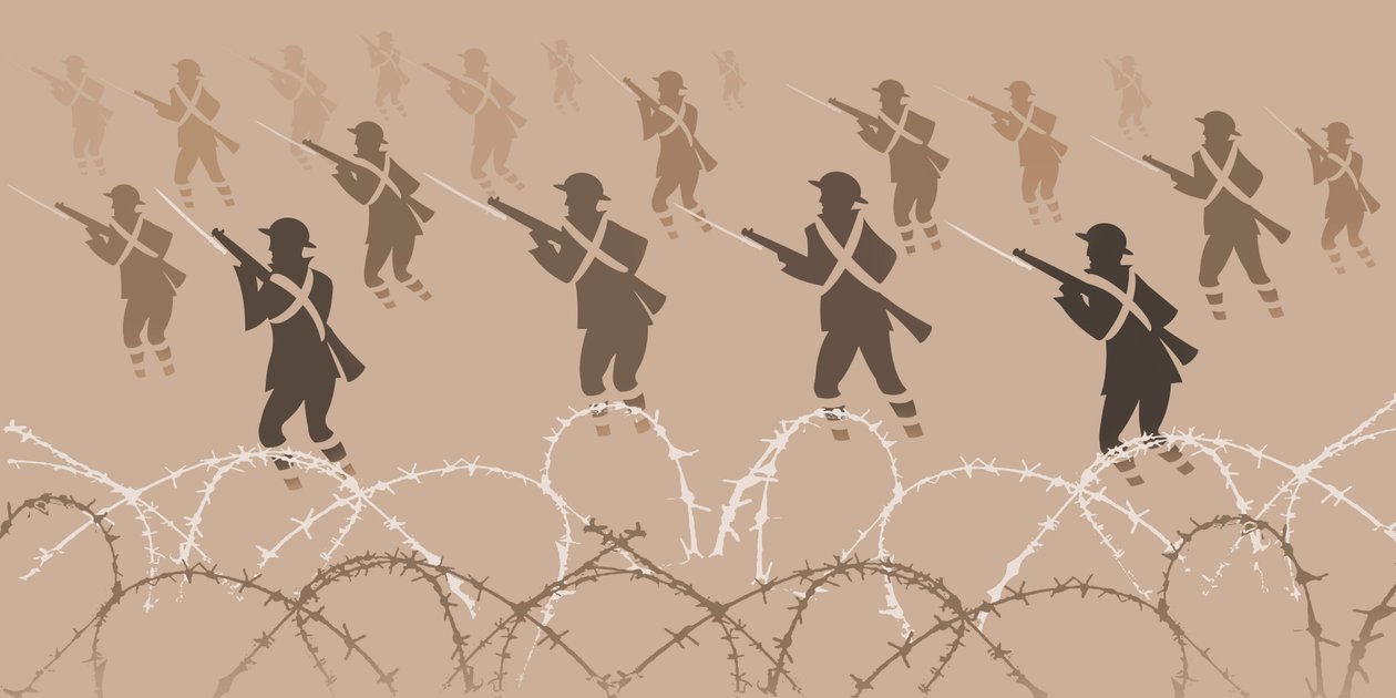 جنود الحرب العالمية الأولى بالحراب - الخارجين من الخنادق بواسطة نيل أوزبورن