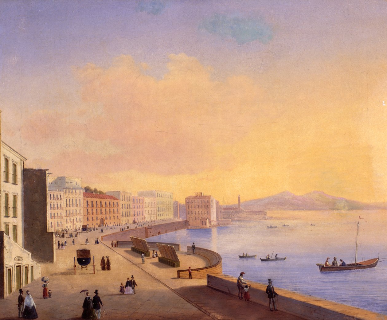 Old Saint Lucia street in Naples بواسطة مدرسة نابولي