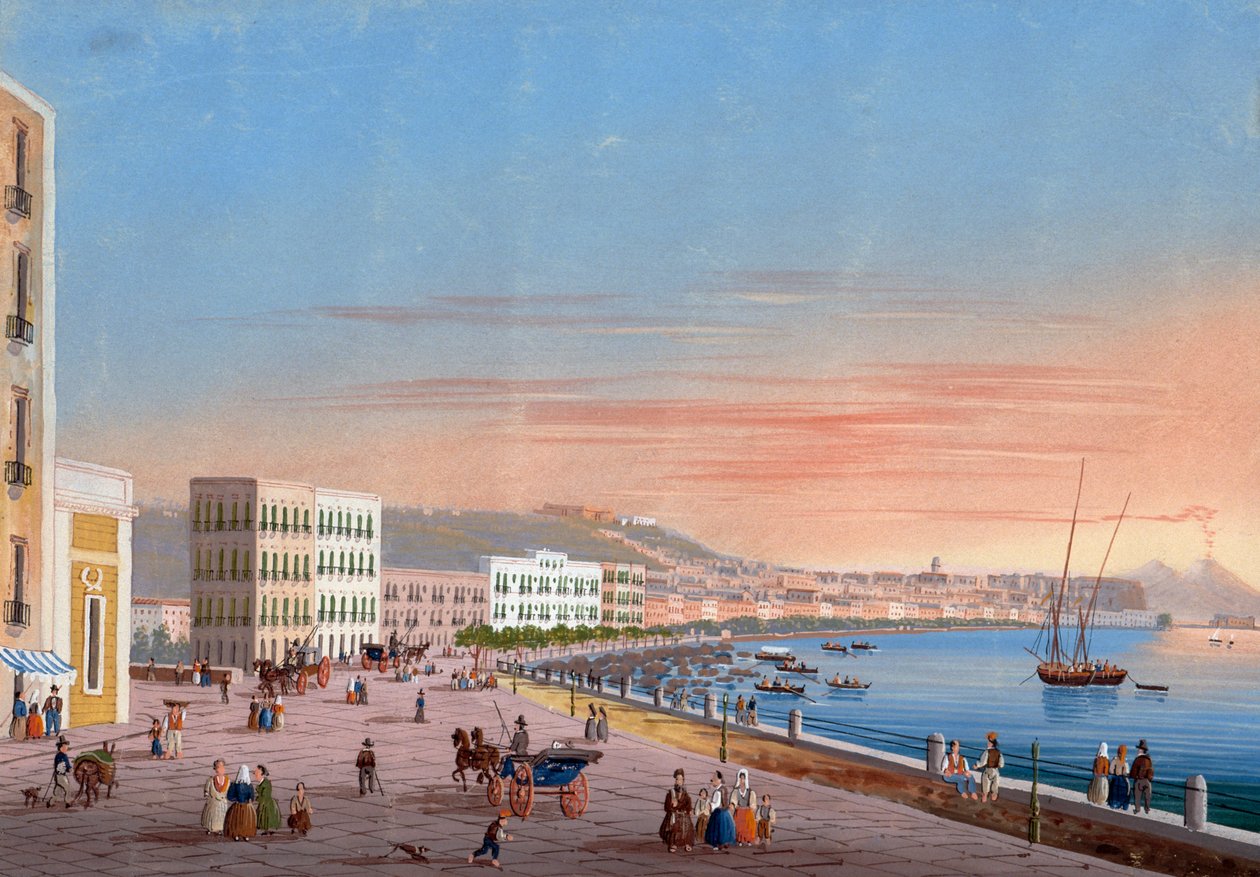 View of Naples from Posillipo (gouache) بواسطة مدرسة نابولي