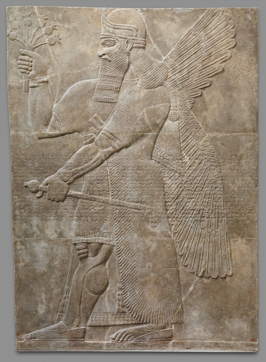 لوحة الإغاثة ، Neo-Assyrian ، c.883-859 قبل الميلاد (الجبس المرمر) بواسطة الجدد الأشوريون