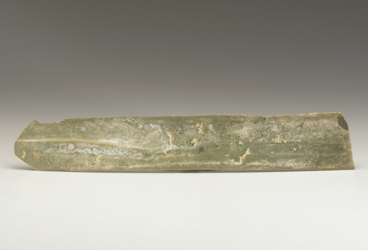 سكين الحصاد (hu) ، ثقافة Qijia ، c.2500-2000 قبل الميلاد (اليشم) بواسطة المدرسة الصينية في العصر الحجري الحديث