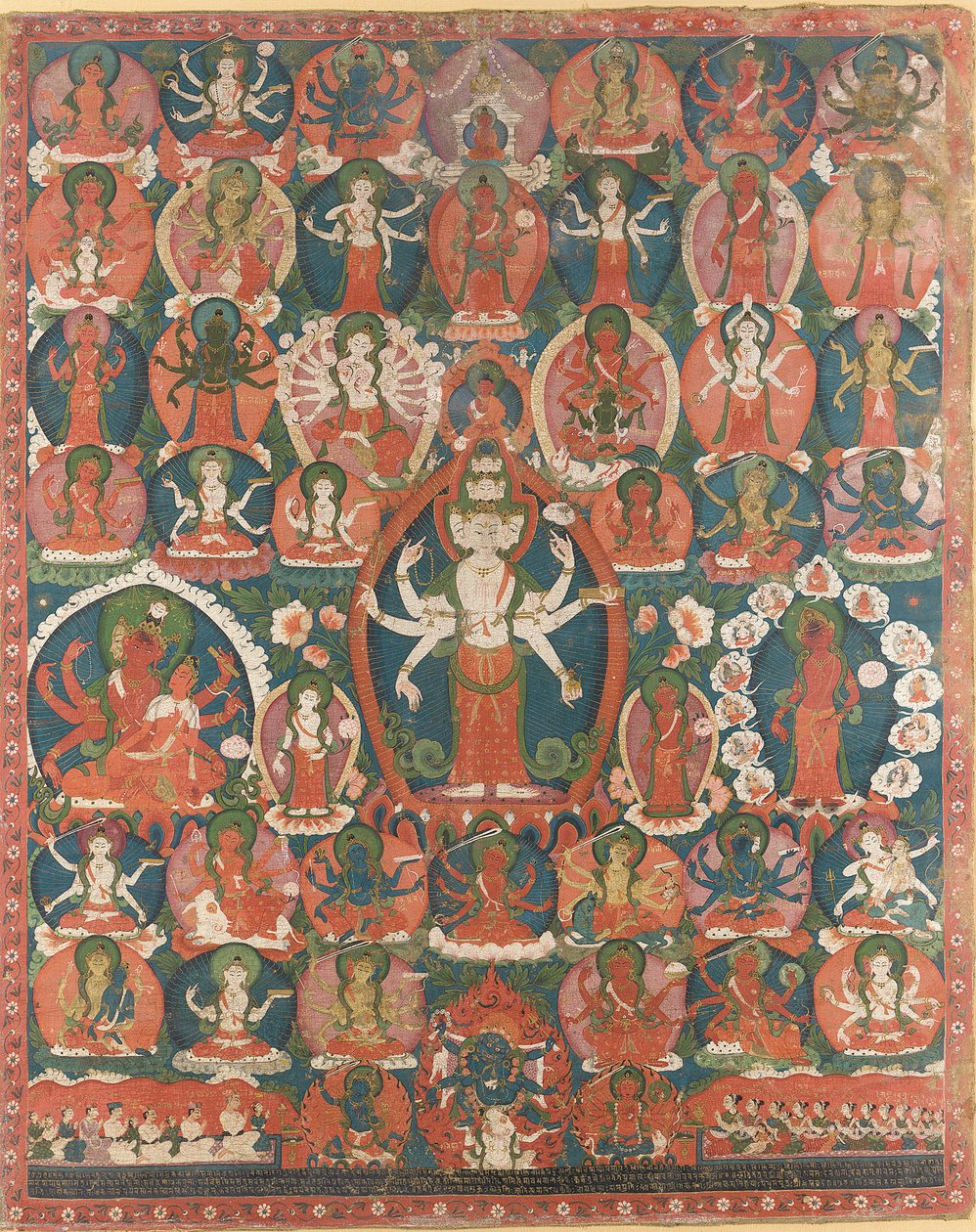 A Paubha من Avalokiteshvara ذو أحد عشر رأسًا بواسطة المدرسة النيبالية