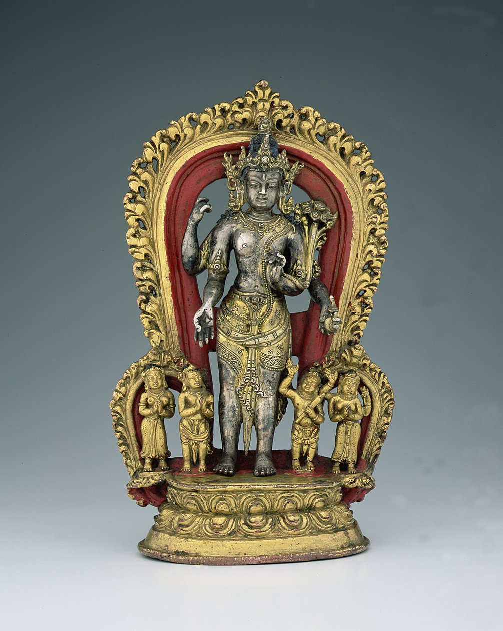 Jatamukuta Lokesvara، Khasa Malla Kingdom (1100-1484) (مذهب لا يتجزأ وسبائك النحاس والصباغ) بواسطة المدرسة النيبالية
