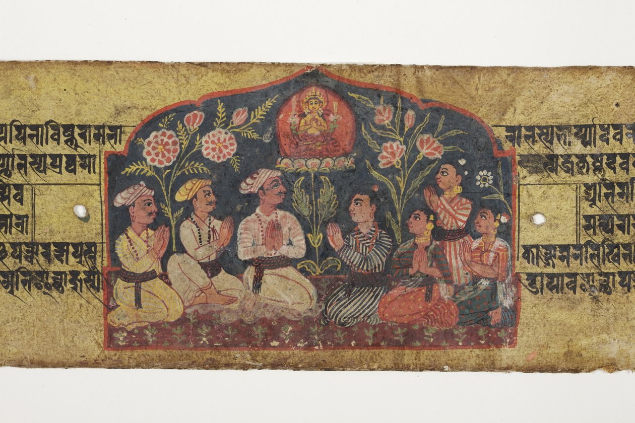 عبادة مانجوسري ، 1659 (مرحاض غامض وحبر على ورق) بواسطة المدرسة النيبالية