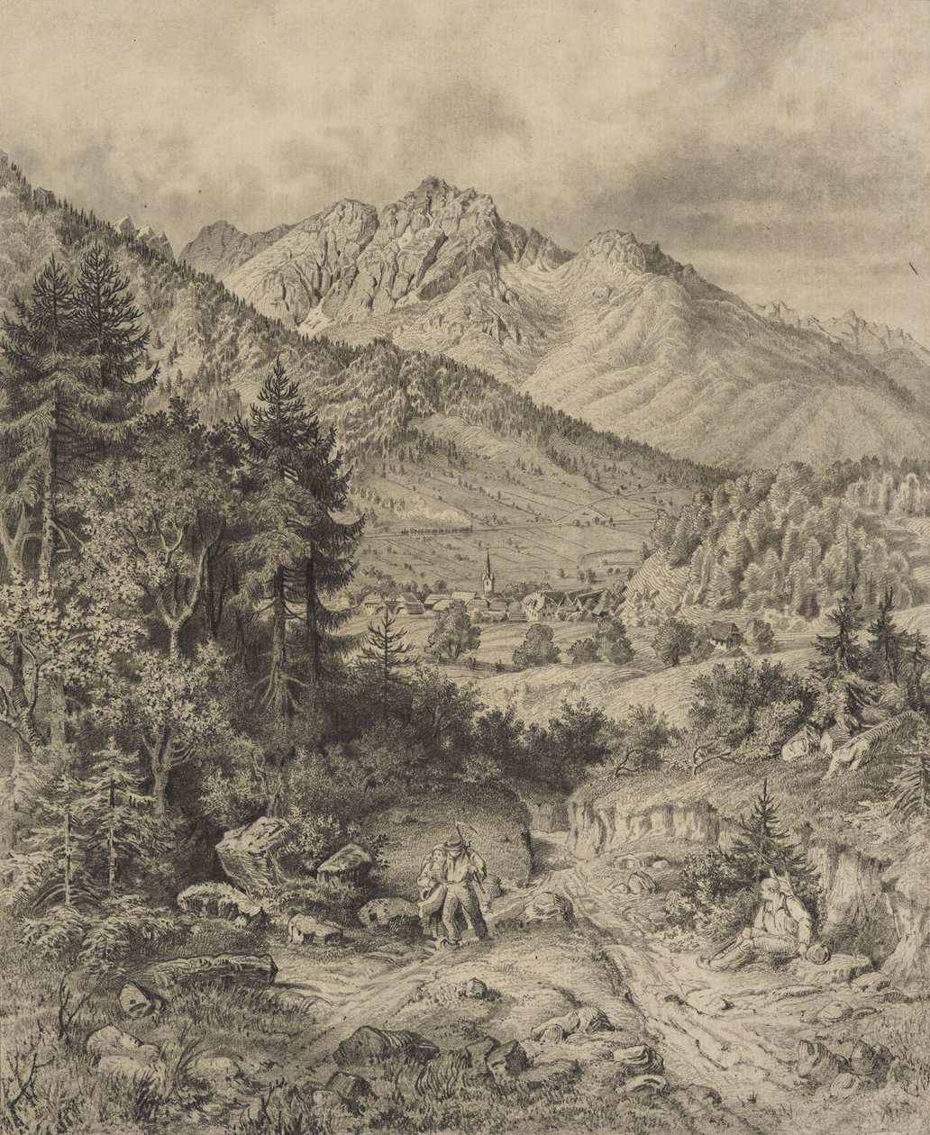 Alpenlandschaft mit Staffage بواسطة فنان غير معروف