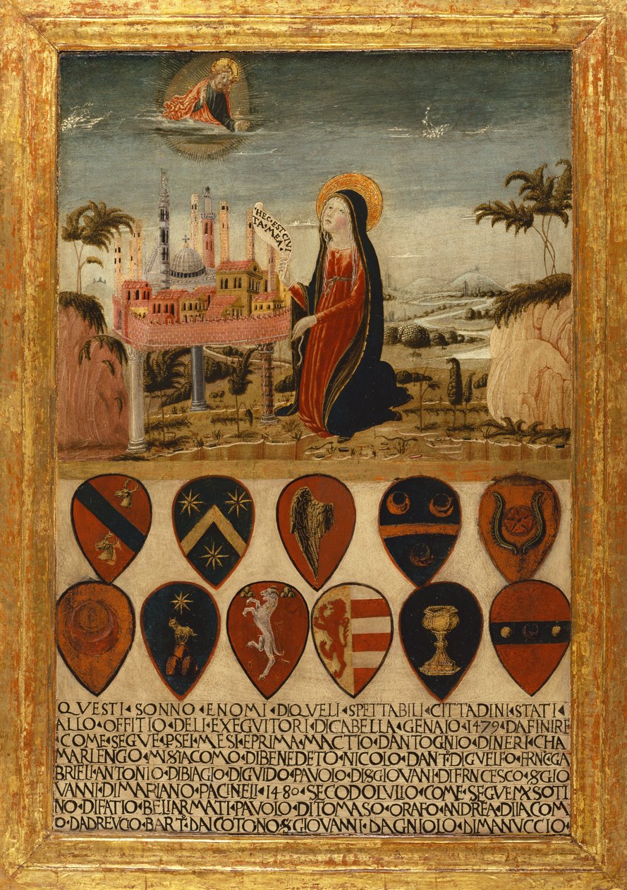 العذراء مريم عهد مدينة سيينا ليسوع بواسطة نيروتشيو دي (1447-1500) لاندي