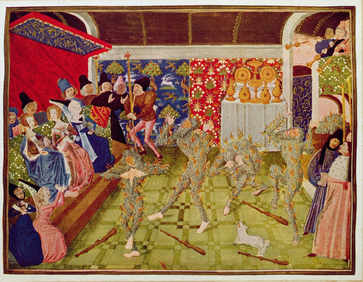 Harl 4380 fol.1 The Bal des Ardents ، 28 يناير 1393 ، من "Froissart
