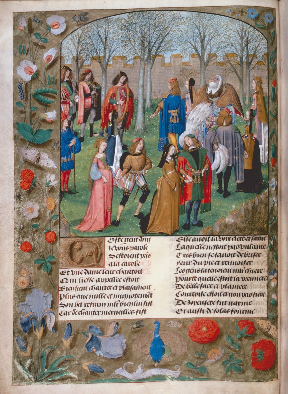 Harl 4425 f.14v The Carolle in the Garden ، من 