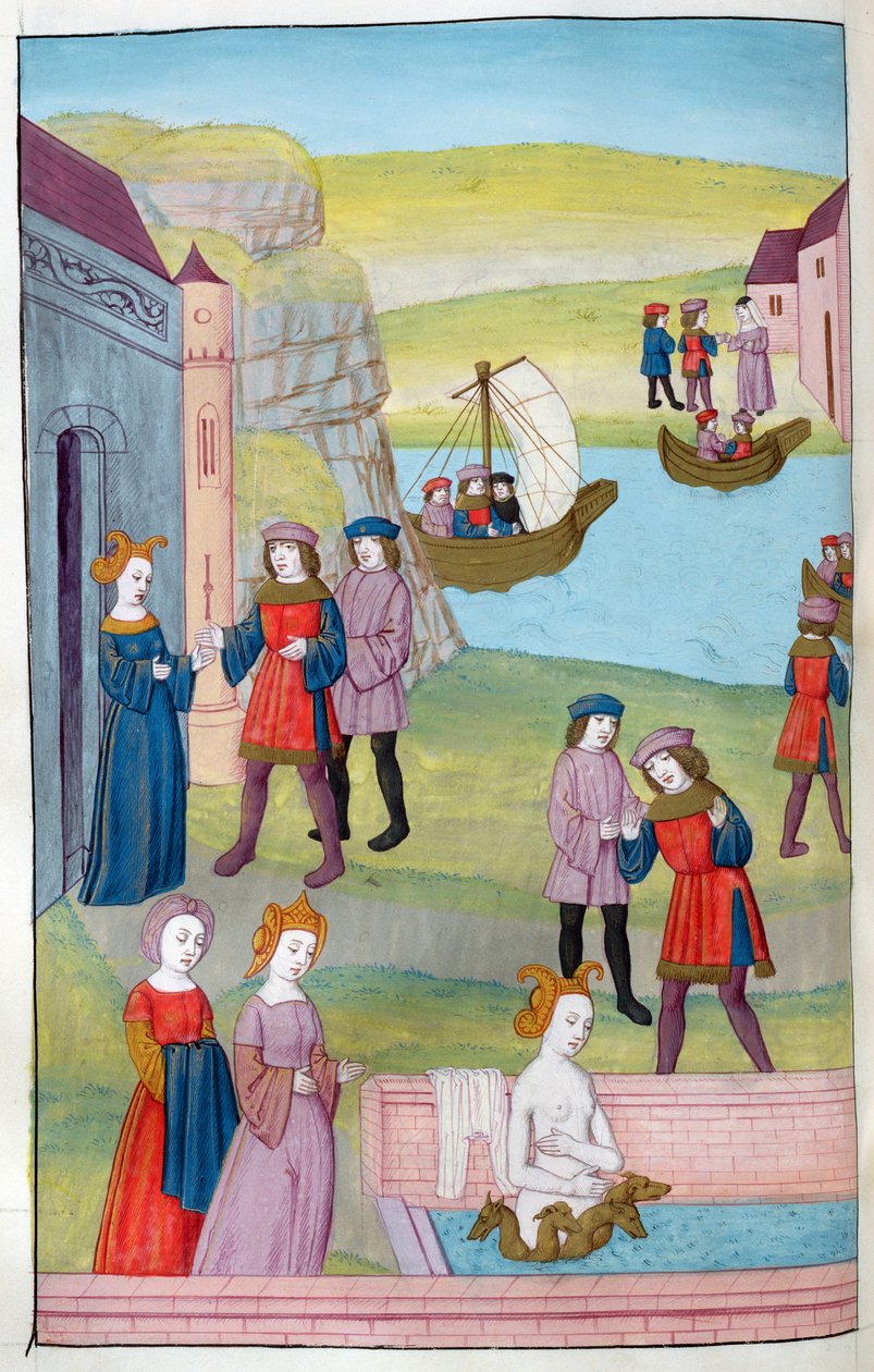 السيدة 324 f.137 ضد Scylla ترفض Glaucus ، جرعة جرعة Circes Love تشوه Scylla ، من Metamorphoses 14 بواسطة Ovid ، 1479 بواسطة المدرسة الهولندية