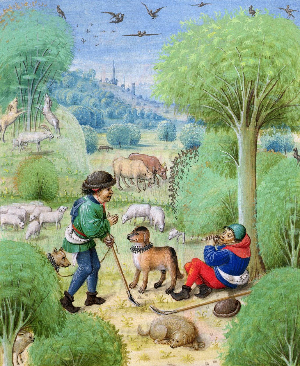 السيدة 324 و 9 ص. المشهد الرعوي ، من Eclogues by Virgil ، 1472-1473 بواسطة المدرسة الهولندية