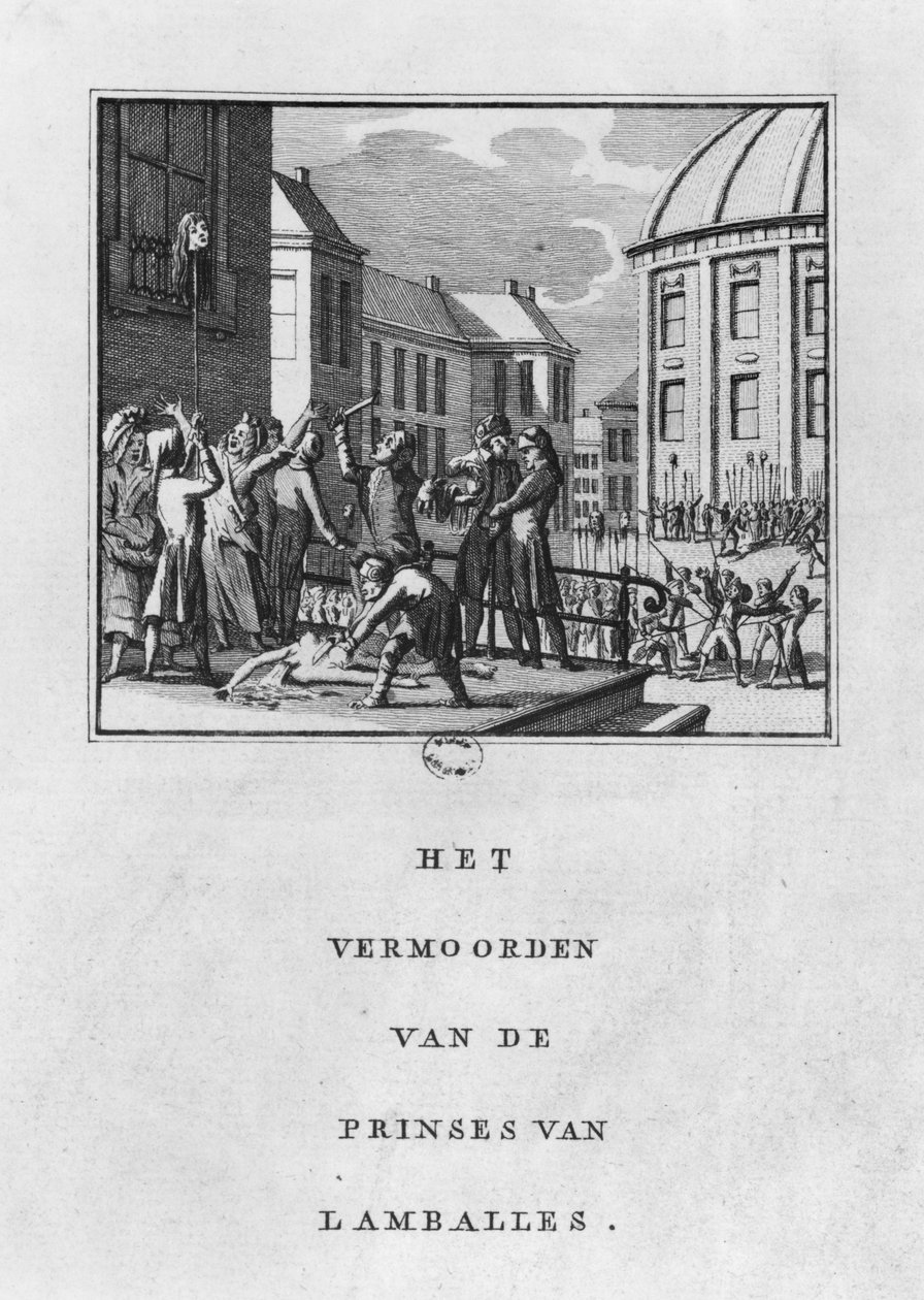 تشويه ماري تيريز لويز دي سافوي كارينيان ، أميرة لامبال في 3 سبتمبر 1792 بواسطة المدرسة الهولندية