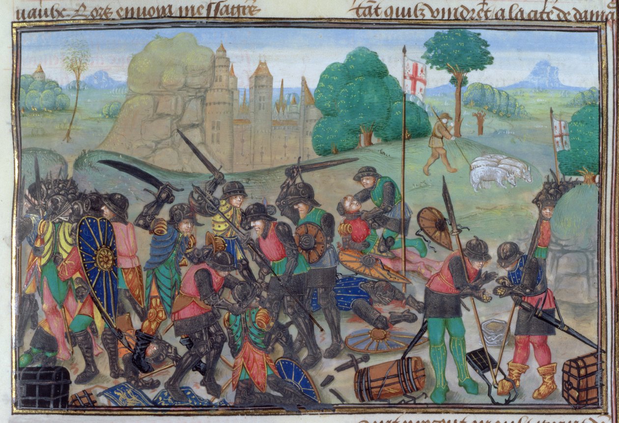 Roy 15 EI f.335 المسيحيون والعرب المتقاتلون ، من "Chronique d
