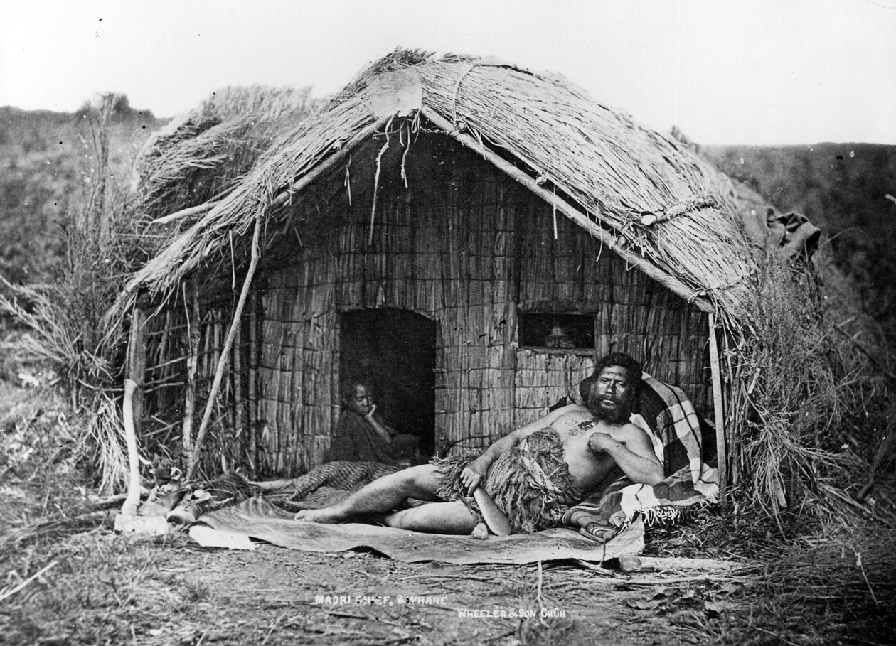 رئيس وماوري الماوري ، c.1863-80 بواسطة مصور نيوزيلندا