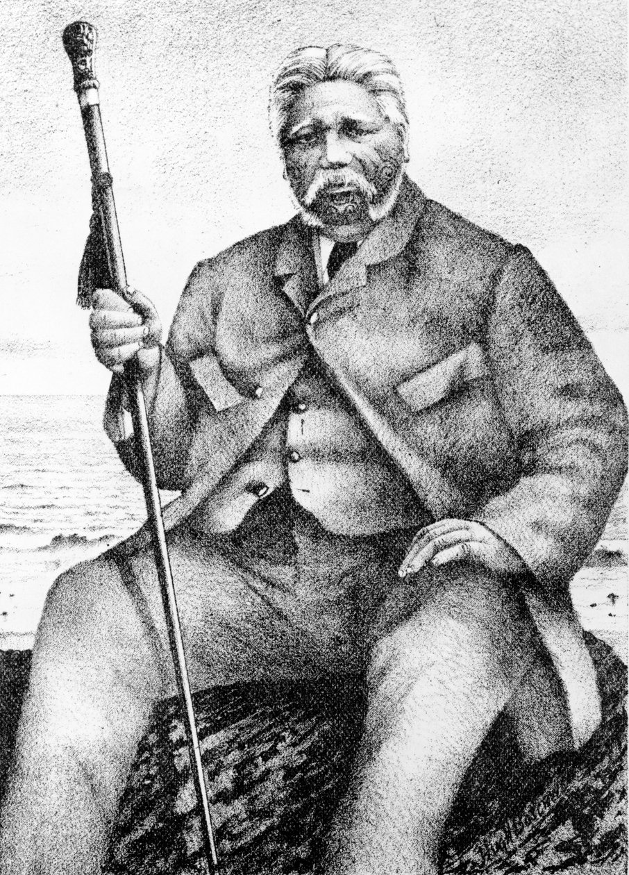 Reihana Waha-nui ، توضيح من John White&39;s &39;History of the Maori&39; ، 1897 بواسطة مدرسة نيوزيلندا