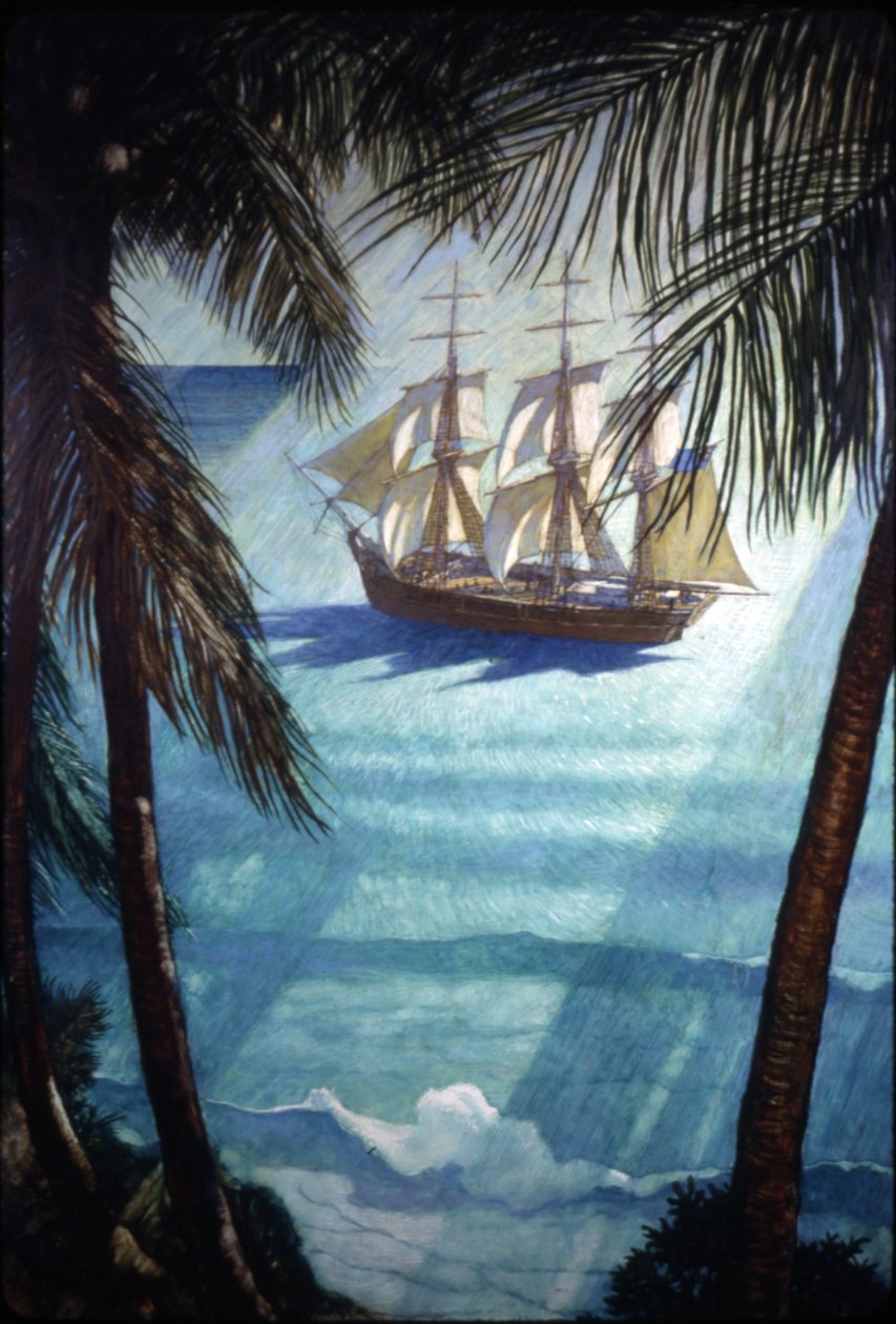 The Ship Bounty (زيت على لوحة عصر النهضة) بواسطة نيويل كونفيرس ويث