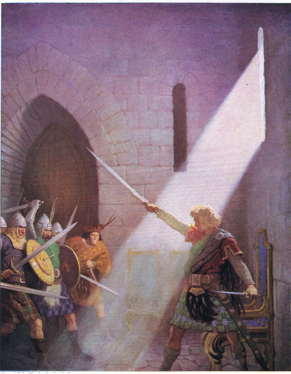 يسحب والاس سيف الملك ، من الرؤساء الاسكتلنديين الذي نشره أبناء تشارلز شريبنر ، 1930 بواسطة نيويل كونفيرس ويث