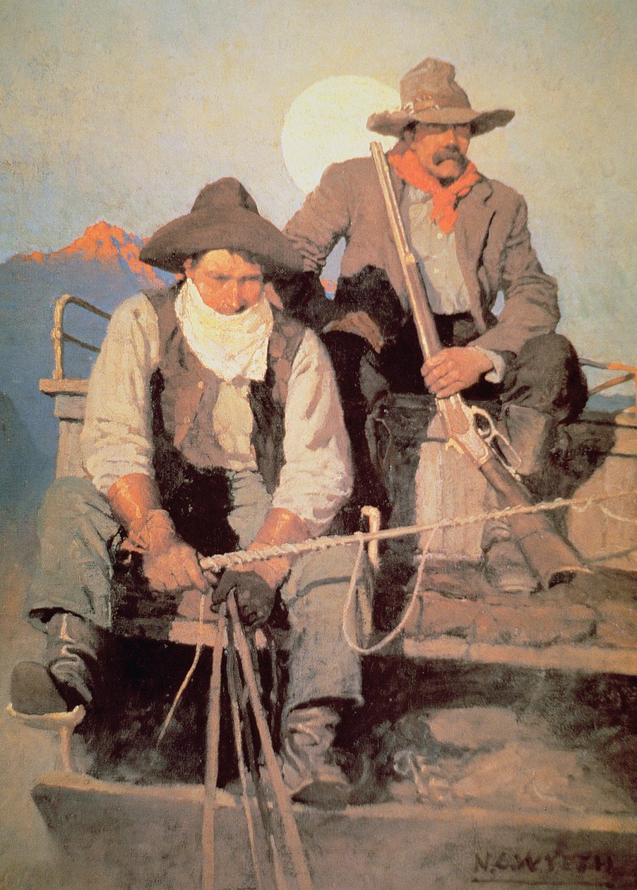 مرحلة الدفع ، رسم توضيحي لمجلة Scribner's ، أغسطس 1910 (لون ليثو) بواسطة محادثة نيويل (بعد) ويث