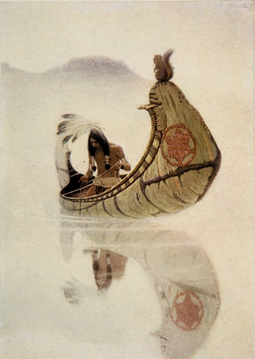 صورة من أغنية هياواثا بقلم هنري وادزورث لونجفيلو (1807-82) ، حانة. بواسطة George G. Harrap und Company Ltd.، 1911 (نقش أرضي) بواسطة نيويل كونفيرس ويث