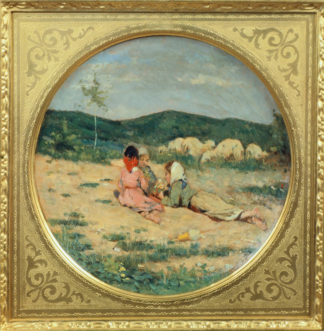 لوحة مرسومة بأشكال رعاة ، رسمها نيكولو كانيشي ، حوالي عام 1880 ، زيت على طبق من الطين بواسطة Nicocolo Cannicci