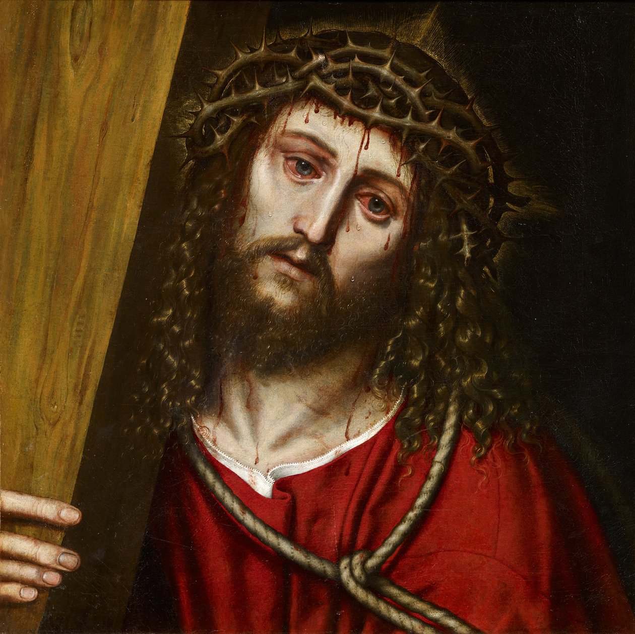 المسيح يحمل الصليب - فرانجيباني ، نيكولو (نشط 1563-1597) - 1574 - زيت على قماش - 40.5 × 40.5 - متحف كارمن تيسن ، ملقة بواسطة نيكولو فرانجيبان