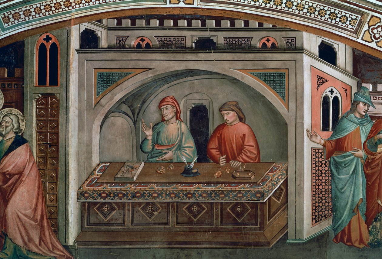 Two bankers, detail from Life of St Matthew بواسطة نيكولو دي بيترو جيريني