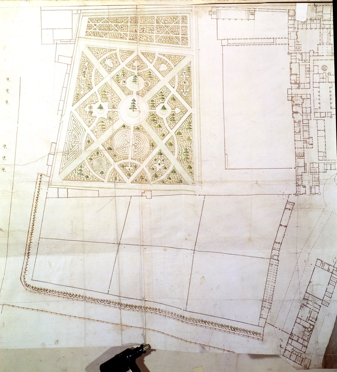 مخطط الموقع ومسح The Wilderness ، Hampton Court ، c.1710-14 (قلم جاف وحبر ومرحاض على ورق) بواسطة نيكولاس هوكسمور