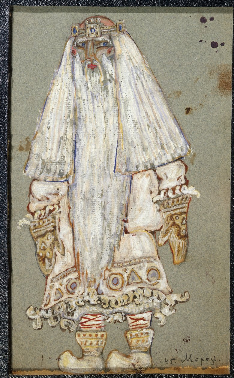 ديد موروز (الجد فروست ، سانتا كلوز). مشروع أزياء مسرحية The Snow Maiden للمخرج الكسندر أوستروفسكي (1823-1886). عمل نيكولاس رويريتش (1874-1947) ، تمبرا على ورق بواسطة نيكولاس رويريتش