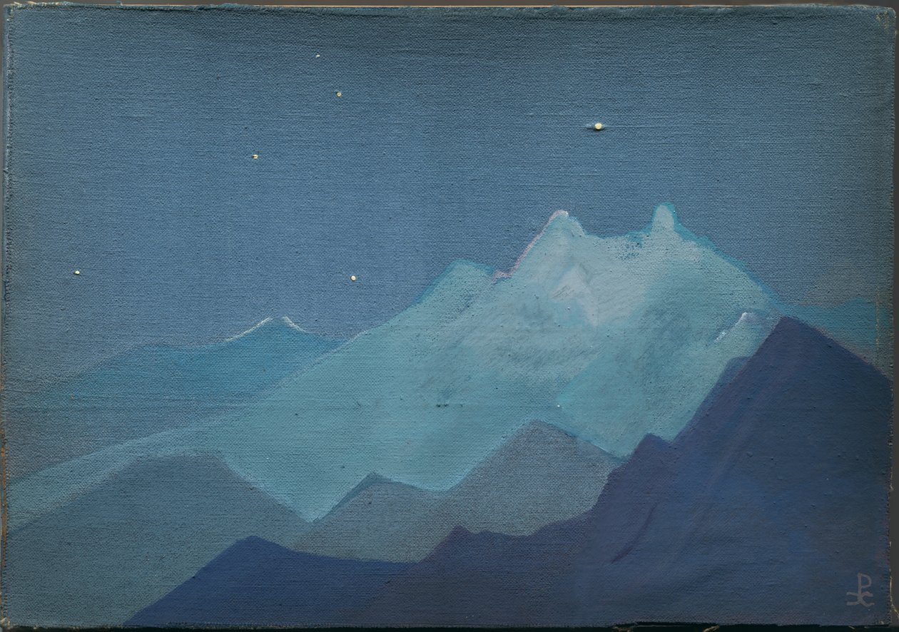 جبال الهيمالايا ، جبال مونليت ، رسم ، 1933 بواسطة نيكولاس رويريتش