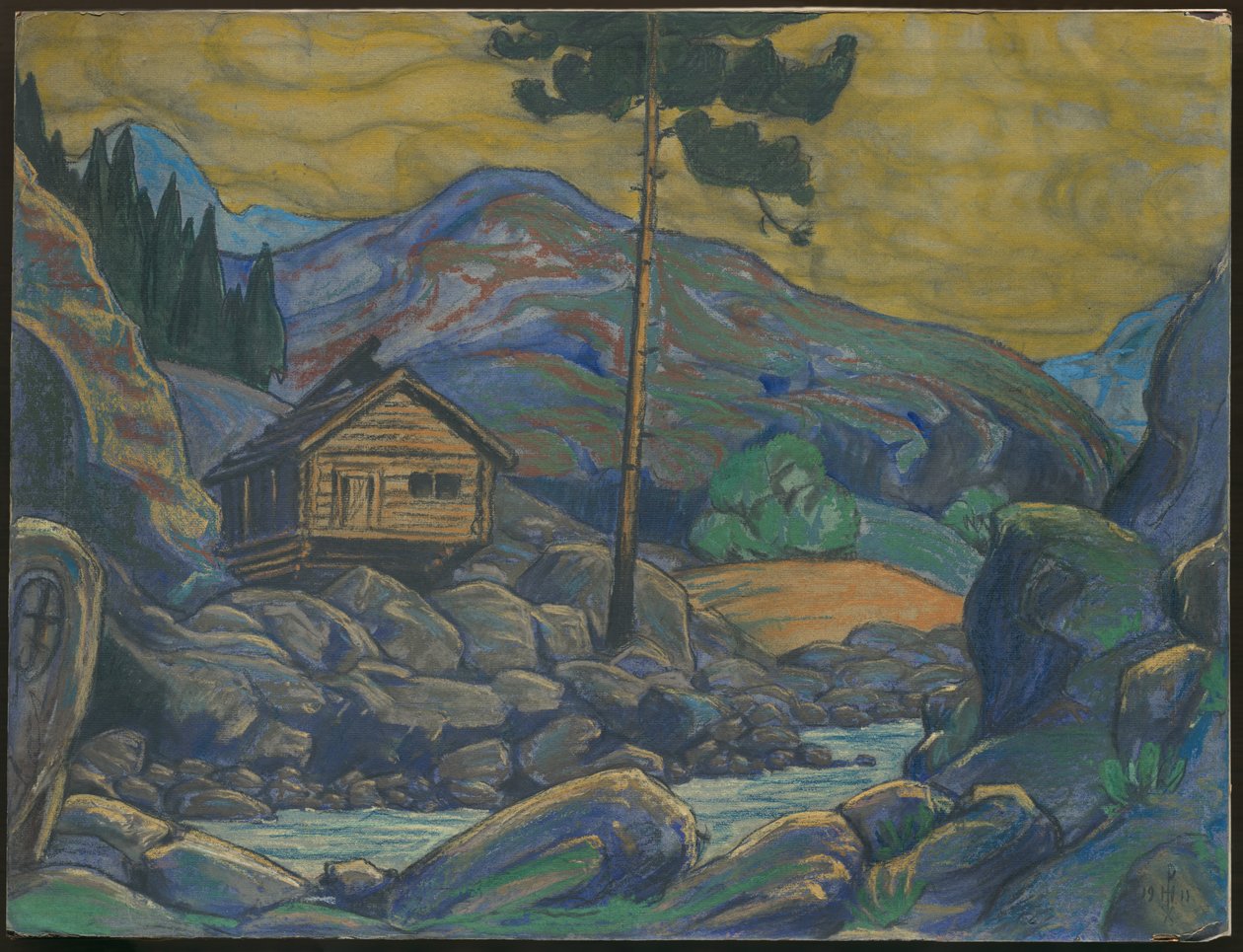 Hut in the Mountains، Décor for Ibsen "s الدراما" Peer Gynt "، 1911 بواسطة نيكولاس رويريتش