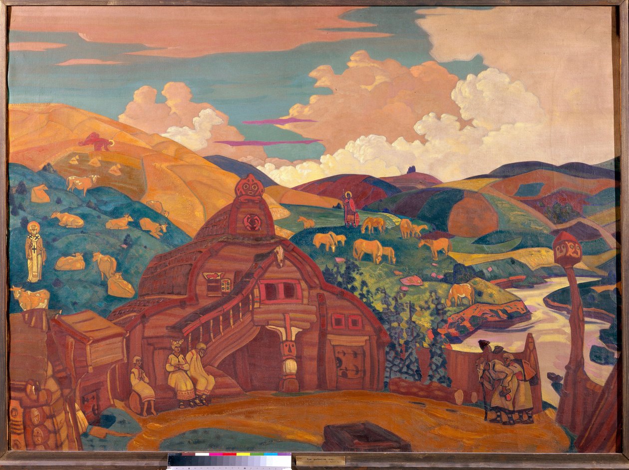 الأفراح الثلاثة. لوحة لنيكولا (نيكولاس) رويريتش (1874-1947) ، تمبرا على قماش بواسطة نيكولاس رويريتش