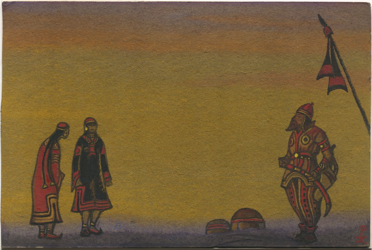 Polovtsians ، Polovtsian and Maidens ، تصميم أزياء ل "رقصات Polovtsian" من أوبرا Borodin "Prince Igor" ، 1943 بواسطة نيكولاس رويريتش