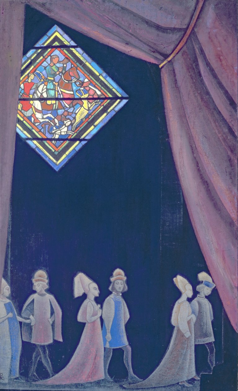 رسم تخطيطي لأوبرا ريتشارد فاجنر "تريستان وإيزولده" ، 1910s بواسطة نيكولاس رويريتش