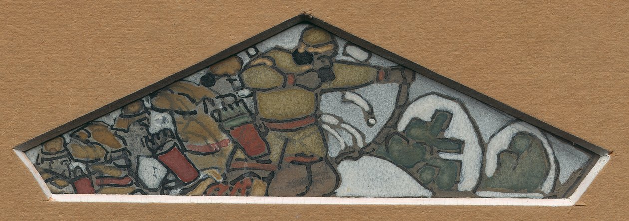 رسم تخطيطي للزخرفة المثلثية اليسرى لأفريز خزف "الحياة الشمالية" ، 1905 بواسطة نيكولاس رويريتش