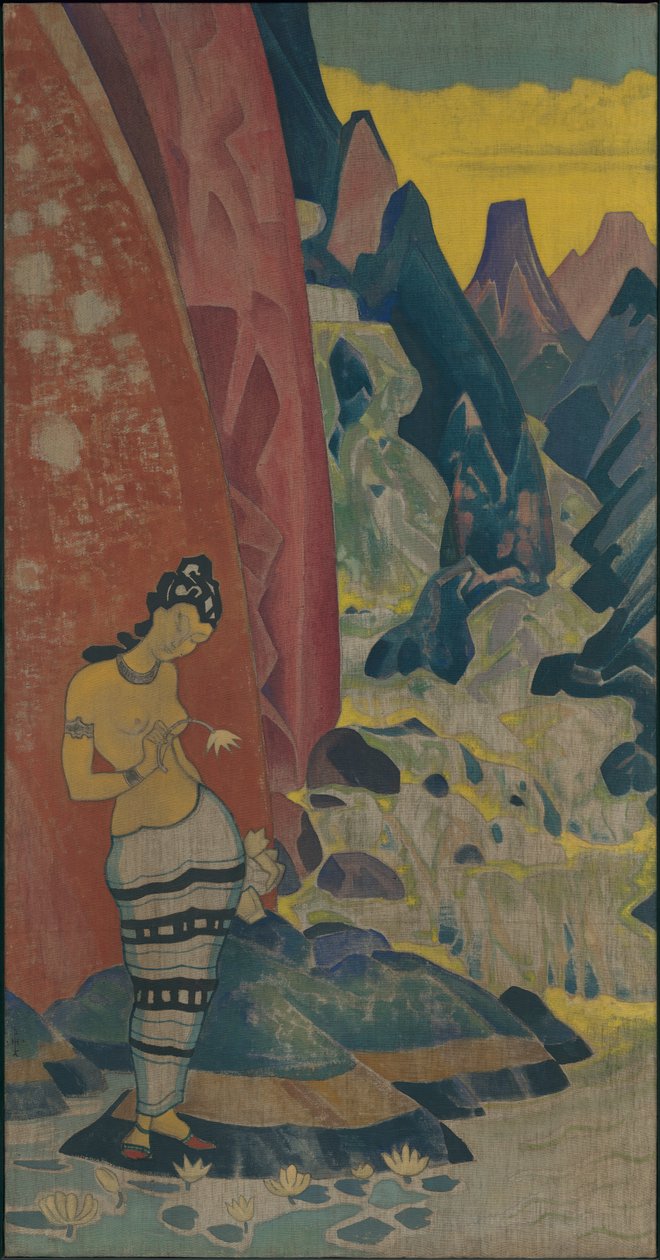 أغنية الشلال ، لوحة زخرفية ، سلسلة "أحلام الحكمة" ، 1920 بواسطة نيكولاس رويريتش