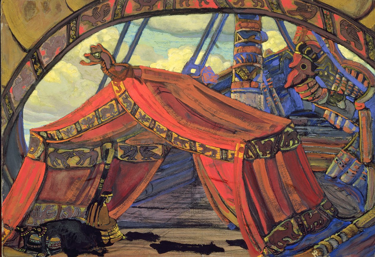 تصميم مسرحي لـ "تريستان وإيزولده" لفاجنر ، 1912 بواسطة نيكولاس رويريتش
