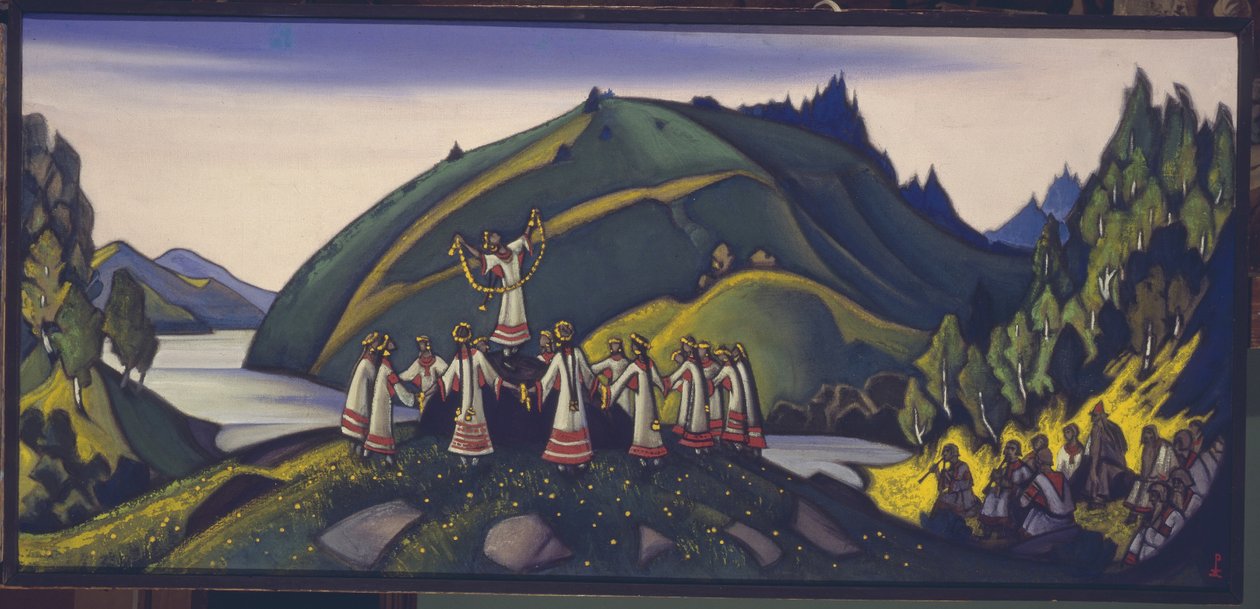 تصميم المسرح للباليه The Rite of Spring Le Sacre du Printemps بقلم إ. سترافينسكي ، 1945 بواسطة نيكولاي كونستانتينوفيتش ريريش