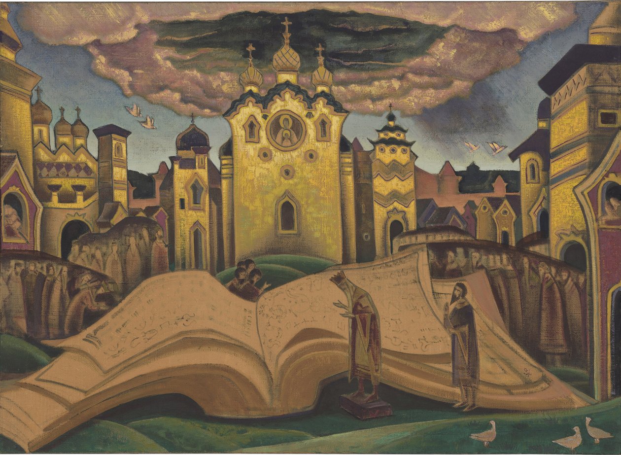 The Golubinaya Kniga (The Book of the Dove، le livre de la colombe) par Roerich، Nicholas (1874-1947). تمبرا على قماش ، الحجم: 73.5 × 10.1.5 بواسطة نيكولاس رويريتش