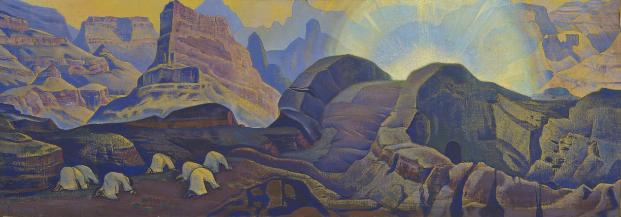 المعجزة (من سلسلة المسيح) par Roerich ، نيكولاس (1874-1947). تمبرا على قماش ، الحجم: 62x205 بواسطة نيكولاس رويريتش