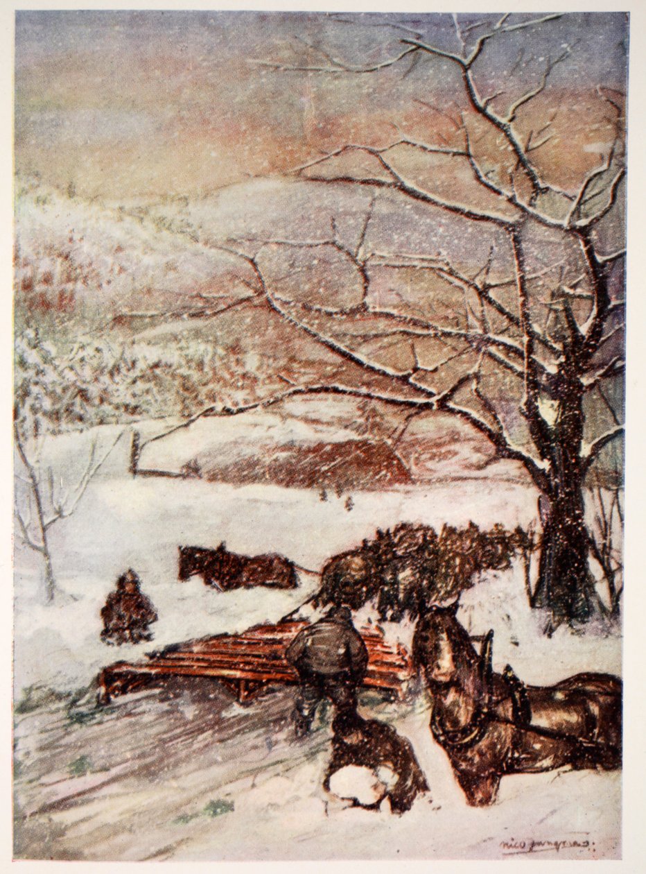محراث الثلج رسمته ثمانية أو عشرة خيول ، 1905 بواسطة نيكو جونجمان