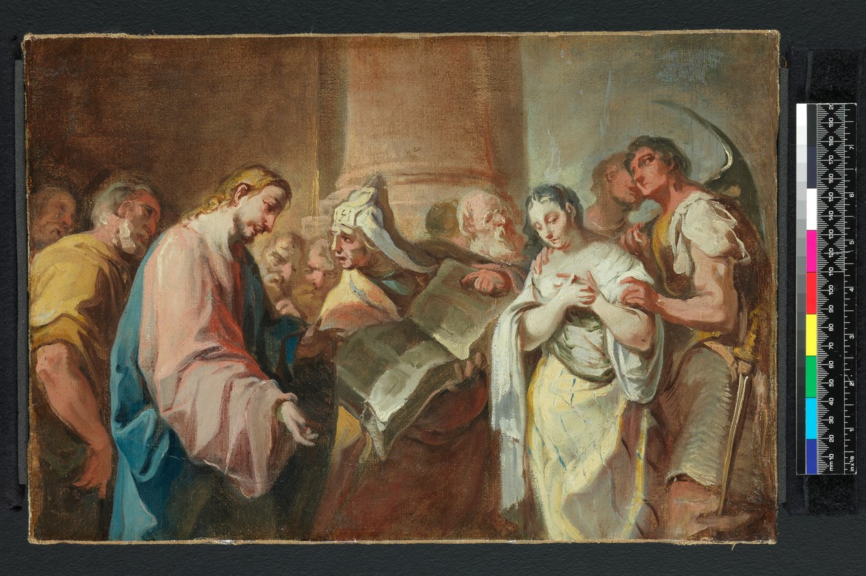 المرأة التي أُخذت في الزنا قبل عام 1750 (زيت على قماش) بواسطة Nicolò (Attr. to) Grassi