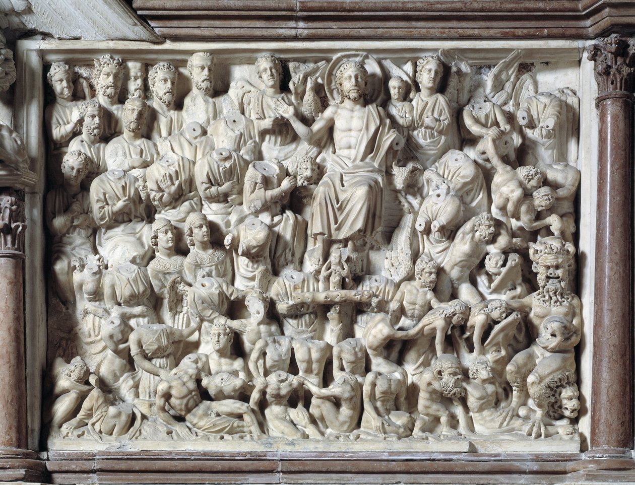 The Last Judgment (Last Judgment) Chair made by Nicola Pisano (1215/20-1278/84) (Marble pulpit) 1260 Baptistere Saint John of Pisa (Battistero san Giovanni di Pisa), Italy بواسطة نيكولا بيسانو