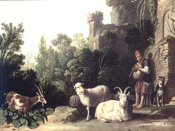 Goatherd لعب مزمار القربة (لوحة) بواسطة Nicolaes Cornelisz c.1592 1655 Moeyaert