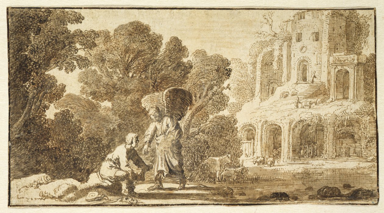 توبياس والملاك ، ج .1625 (قلم وحبر على ورق) بواسطة Nicolaes Cornelisz c.1592 1655 Moeyaert