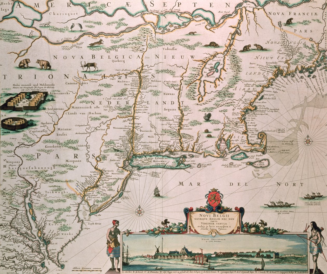 بلجيكا الجديدة ، لوحة من "عقود أطلس" ج .1671 بواسطة نيكولايس جانز فيشر