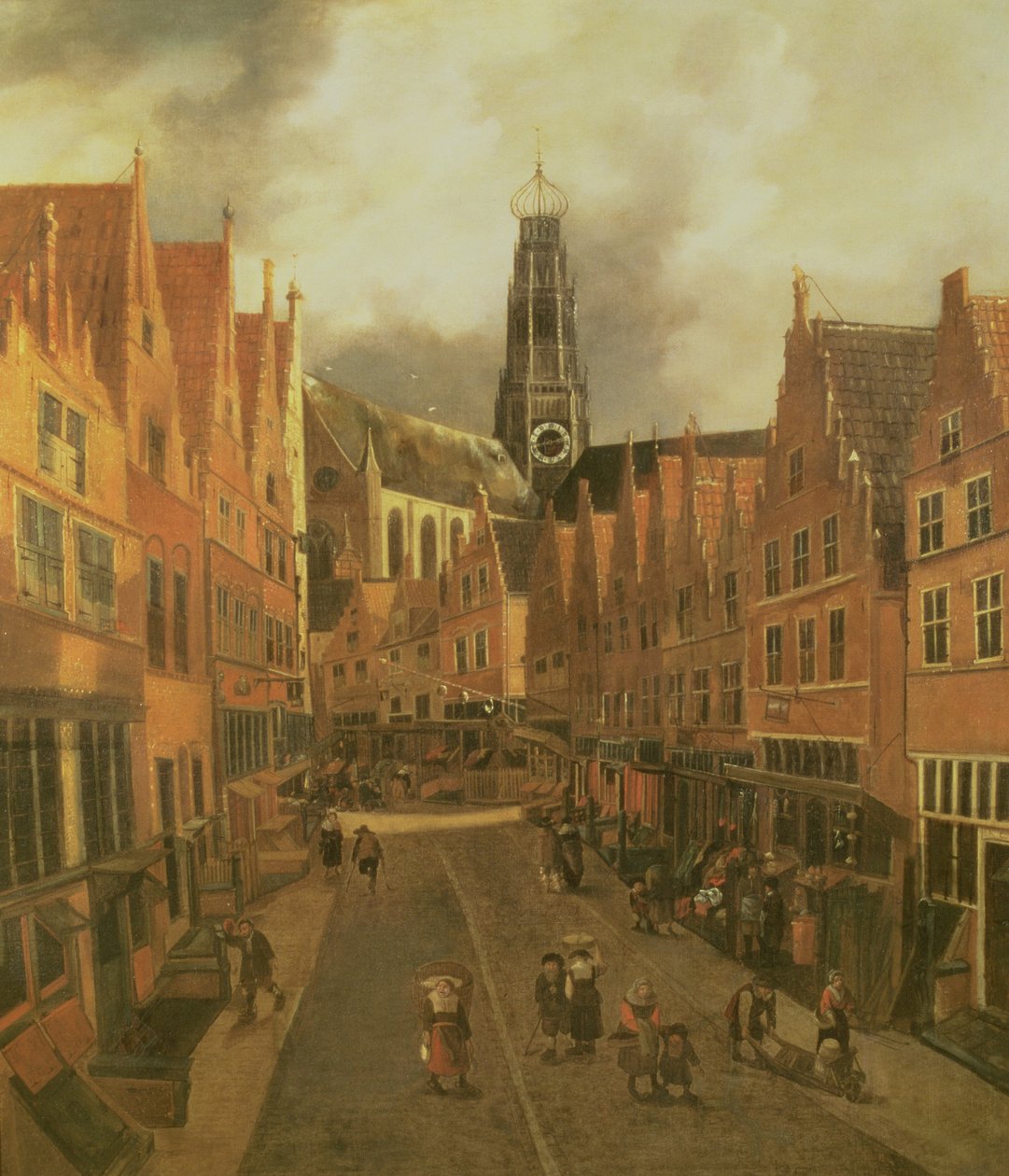 منظر لـ "Grote Houtstraat" (الشارع الرئيسي العظيم) في هارلم (زيت على قماش) بواسطة نيكولاس العنق