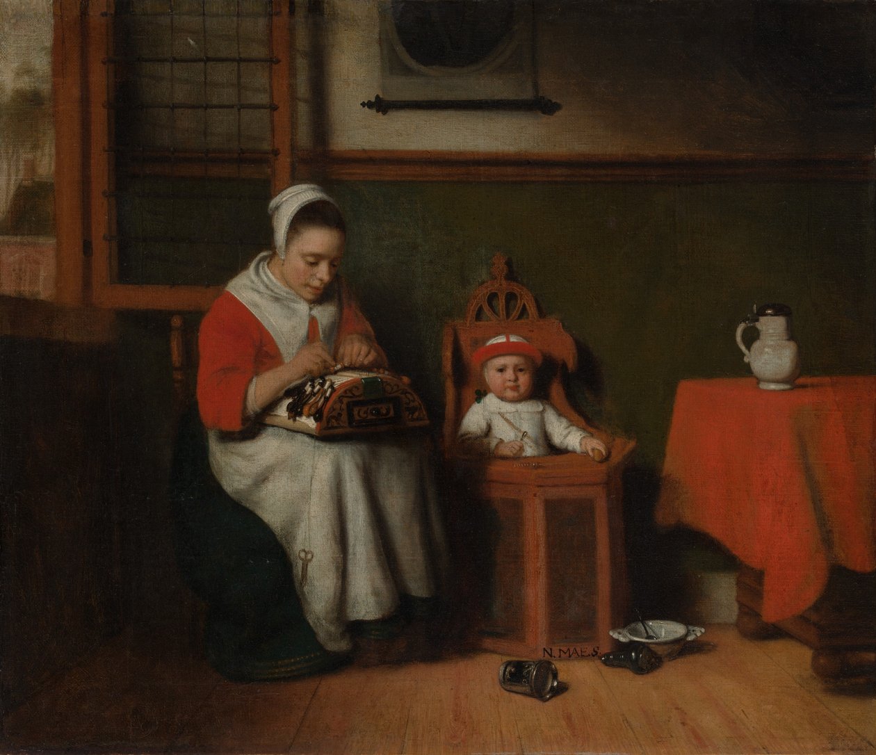 ال Lacemaker ، كاليفورنيا. 1656. بواسطة نيكولايس مايس