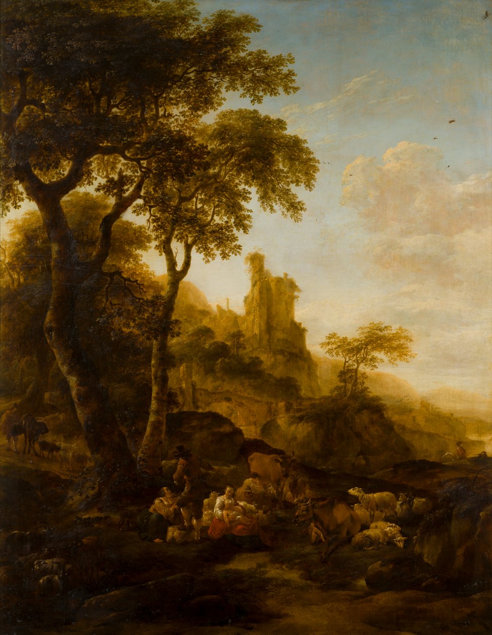 المناظر الطبيعية الرعوية ، 1640-83 (زيت على لوح) بواسطة نقولا بيتيرز. برشم
