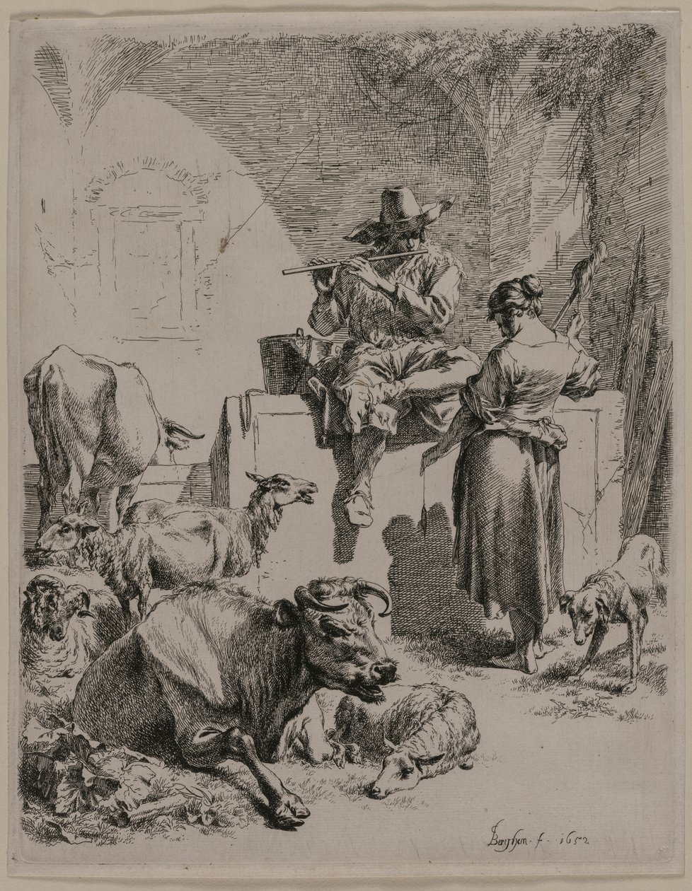 راعي الأنابيب ، 1652. بواسطة نقولا بيتيرز. برشم