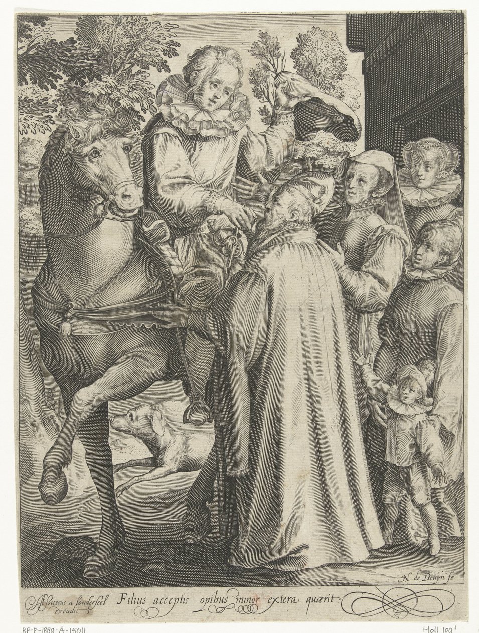 يتلقى الابن الضال ميراثه ويذهب في رحلة Filius Acceptis opibus Minor extera quaerit (العنوان على الكائن) قصة الابن الضال (عنوان المسلسل) بواسطة نيكولايس دي بروين